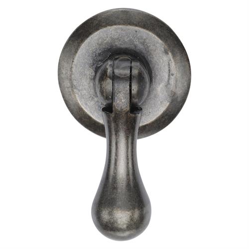 Pewter Cabinet Drop Pull On Round Plate